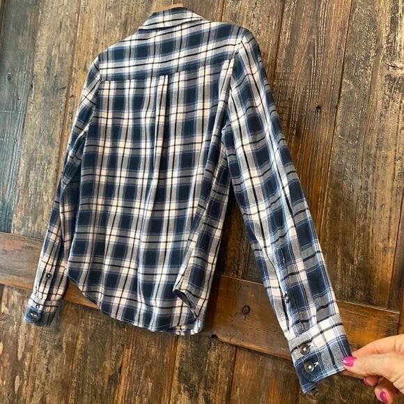 Forever 21 Sz S Blue Plaid Western Button Down Farmcore Shirt - Picture 4 of 8